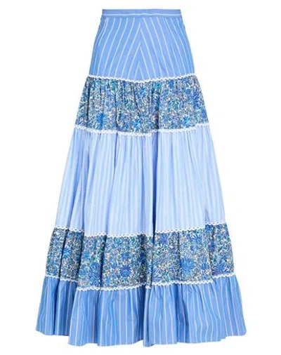 Sandro Gestufter Maxirock Aus Baumwollpopeline Mit Print In Bleu