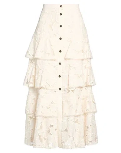 Sandro Woman Maxi Skirt Cream Size 10 Polyester, Cotton In Neutral