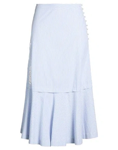 Sandro Woman Maxi Skirt Light Blue Size 10 Cotton, Elastane