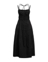 Sandro Gathered Stretch-cotton Poplin Midi Dress In Black