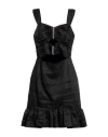 Sandro Woman Midi Dress Black Size 8 Linen, Polyester In Black