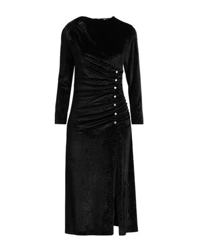 SANDRO SANDRO WOMAN MIDI DRESS BLACK SIZE 8 POLYESTER, ELASTANE