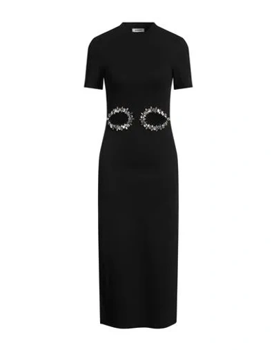 Sandro Midikleid Aus Geripptem Stretch-baumwoll-jersey Mit Kristallverzierung Und Cut-outs In Schwarz