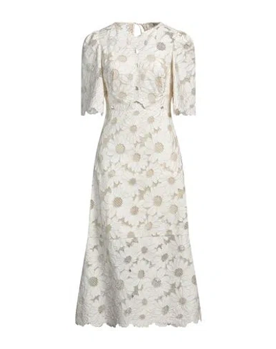 Sandro Woman Midi Dress Cream Size 4 Polyester, Cotton, Metallic Fiber In White