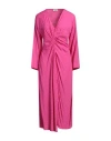 Sandro Woman Midi Dress Fuchsia Size 8 Viscose, Polyester In Pink