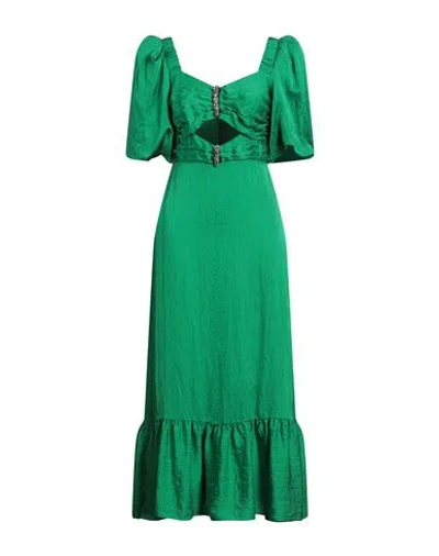 Sandro Woman Midi Dress Green Size 4 Acetate, Polyamide
