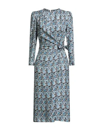 Sandro Woman Midi Dress Light Blue Size 8 Silk