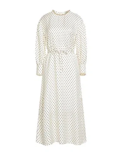 Sandro Woman Midi Dress Off White Size 8 Viscose, Silk