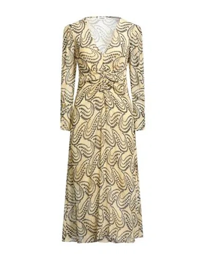 Sandro Woman Midi Dress Pastel Yellow Size 8 Viscose, Polyester