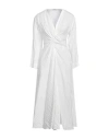 SANDRO SANDRO WOMAN MIDI DRESS WHITE SIZE 10 ACETATE, POLYAMIDE, POLYESTER