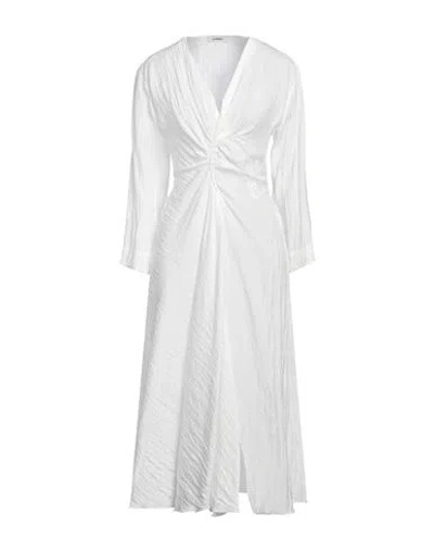 Sandro Woman Midi Dress White Size 10 Acetate, Polyamide, Polyester