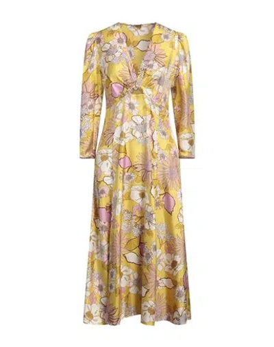 Sandro Woman Midi Dress Yellow Size 8 Silk