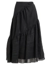 Sandro Woman Midi Skirt Black Size 10 Linen, Polyester In Black