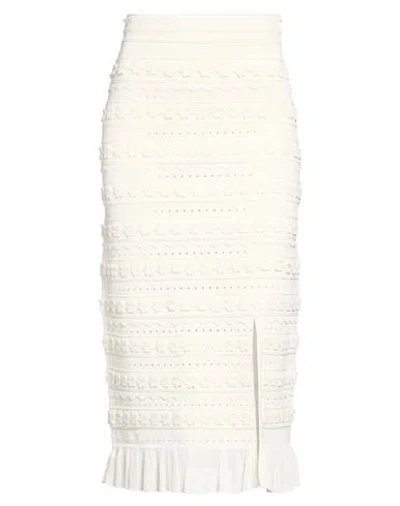 Sandro Woman Midi Skirt Ivory Size 10 Viscose, Polyamide, Elastane In White