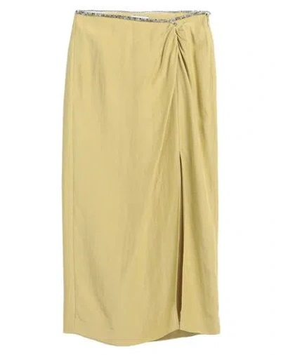 Sandro Woman Midi Skirt Mustard Size 10 Viscose, Linen In Yellow