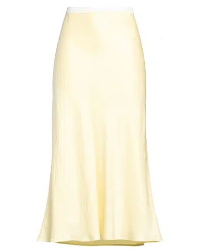 Sandro Woman Midi Skirt Pastel Yellow Size 10 Viscose, Linen, Polyester, Elastane