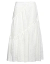 SANDRO SANDRO WOMAN MIDI SKIRT WHITE SIZE 10 LINEN, POLYESTER