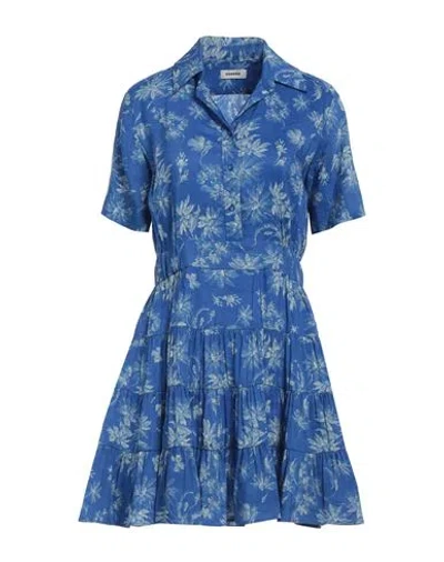 Sandro Woman Mini Dress Azure Size 4 Linen, Viscose In Blue