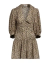 Sandro Woman Short Dress Beige Size 10 Silk In Beige