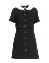 Sandro Womens Detachable-collar Button-down Cotton-blend Mini Dress Black In Black