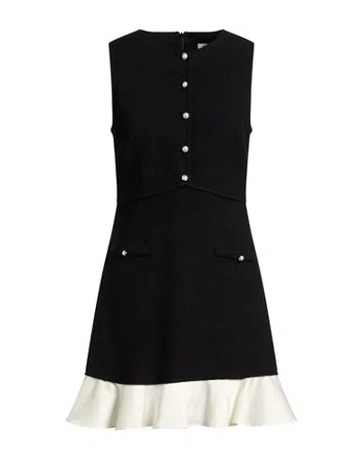 Sandro Woman Mini Dress Black Size 10 Cotton, Viscose, Acrylic, Polyamide, Polyester