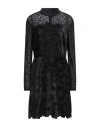 Sandro Embroidered Velvet And Guipure Lace Mini Dress In Black