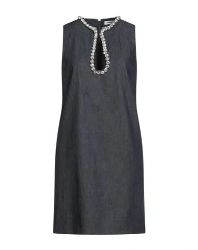 Sandro Woman Mini Dress Blue Size 10 Cotton In Black
