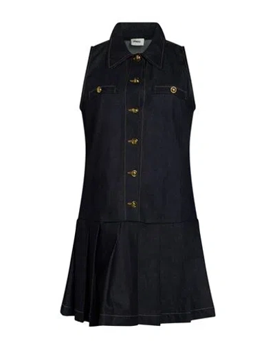 Sandro Woman Mini Dress Blue Size 2 Cotton In Black