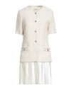 Sandro Woman Mini Dress Cream Size 10 Cotton, Alpaca Wool, Virgin Wool, Polyamide, Modal In White