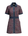 Sandro Denim-trimmed Tweed Mini Dress In Pink