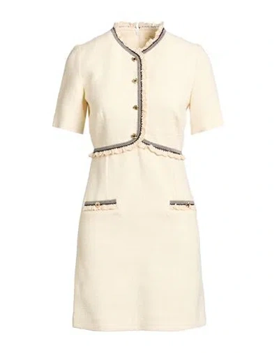 Sandro Woman Mini Dress Ivory Size 8 Cotton, Viscose, Acrylic, Polyamide, Polyester In Neutral