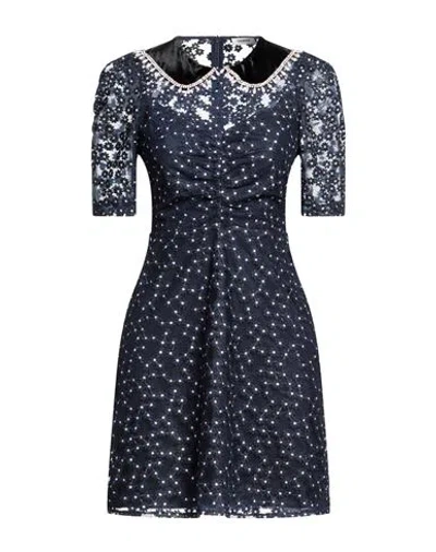 Sandro Short Dress With Peter Pan Collar In Navy Blue