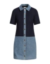 Sandro Woman Mini Dress Midnight Blue Size 8 Cotton, Viscose, Acrylic, Polyamide In Blue