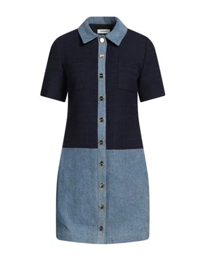 Sandro Woman Mini Dress Midnight Blue Size 8 Cotton, Viscose, Acrylic, Polyamide