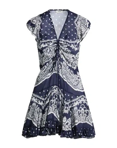 Sandro Woman Mini Dress Navy Size 10 Viscose, Linen In Blue