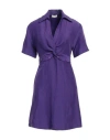 Sandro Woman Mini Dress Purple Size 6 Viscose, Linen In Purple