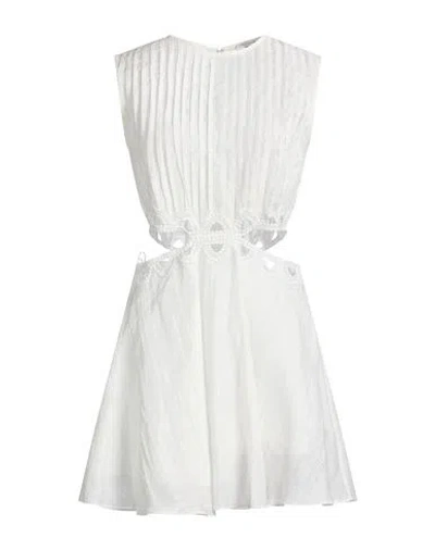 Sandro Woman Mini Dress White Size 10 Linen, Polyester