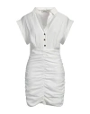 Sandro Ruched Woven Mini Shirt Dress In White