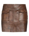 Sandro Woman Mini Skirt Brown Size 10 Lambskin In Brown