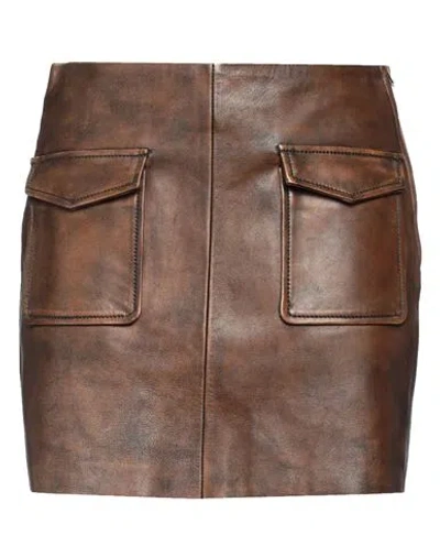 Sandro Woman Mini Skirt Brown Size 10 Lambskin