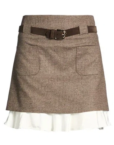 Sandro Woman Mini Skirt Brown Size 2 Virgin Wool, Polyester, Elastane