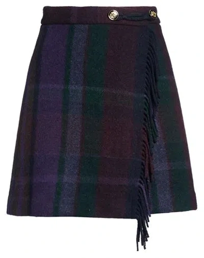 Sandro Woman Mini Skirt Dark Purple Size 2 Wool, Polyamide, Acrylic In Blue