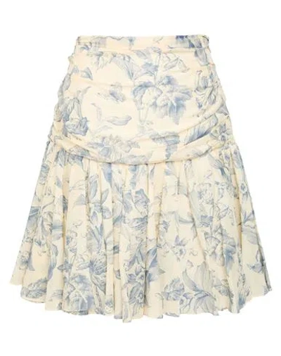 Sandro Minirock Aus Einer Leinenmischung Mit Floralem Print In Creme