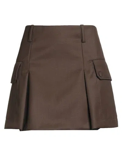 Sandro Woman Mini Skirt Khaki Size 10 Polyester, Virgin Wool In Brown