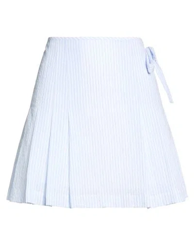 Sandro Woman Mini Skirt Sky Blue Size 10 Cotton, Elastane