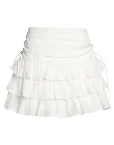 Sandro Woman Mini Skirt White Size 10 Linen, Polyester