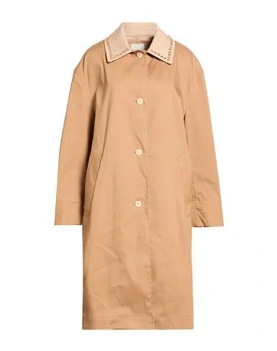 Sandro Woman Overcoat & Trench Coat Camel Size 10 Cotton, Polyamide, Elastane
