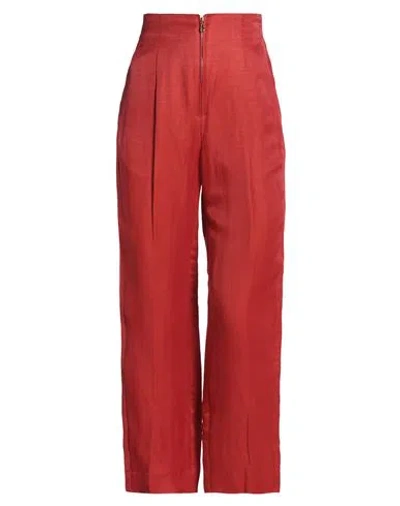 Sandro Woman Pants Brick Size 10 Viscose, Linen In Red