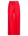 Sandro Red Linen Blend Trousers In Brown