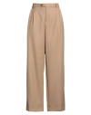 Sandro Woman Pants Sand Size 10 Polyester, Virgin Wool In Brown